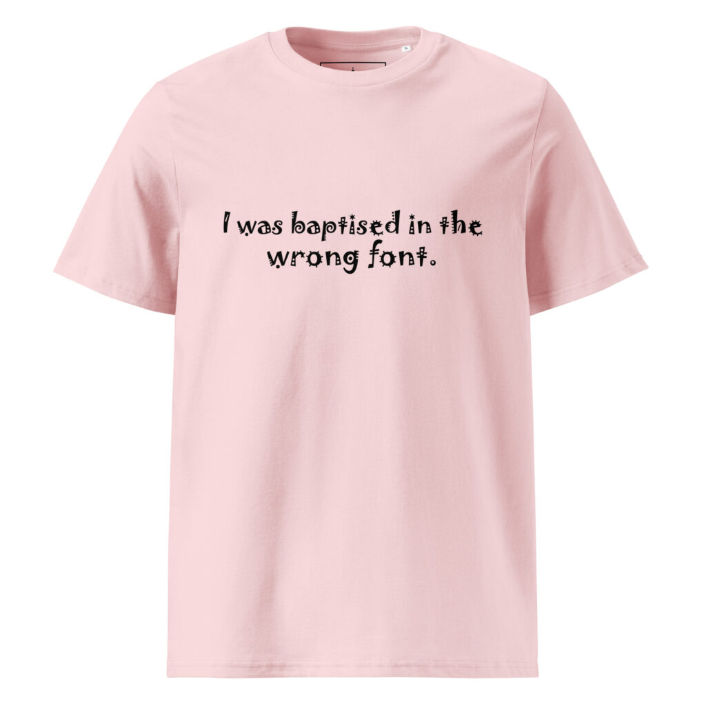Wrong Font T-shirt in cotton pink, front view