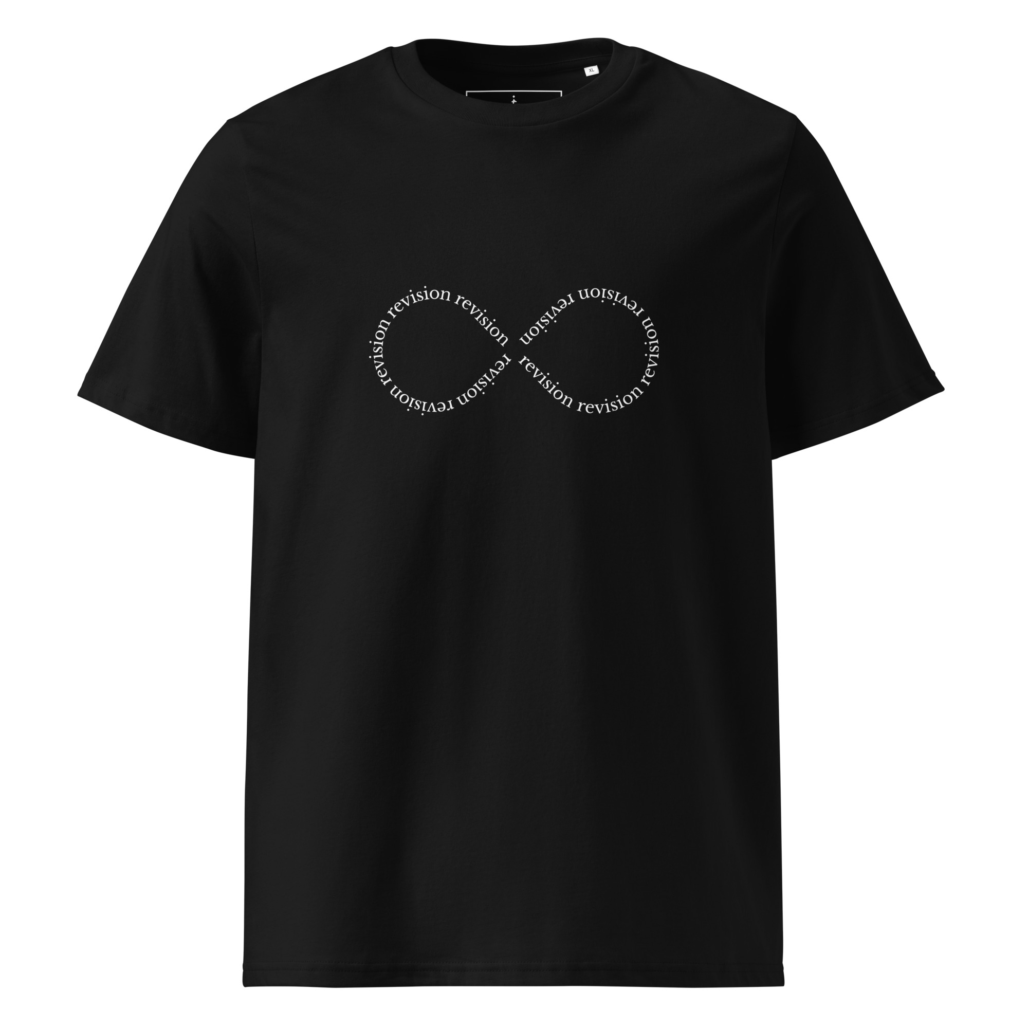 Infinite Revision T-shirt in black, front view