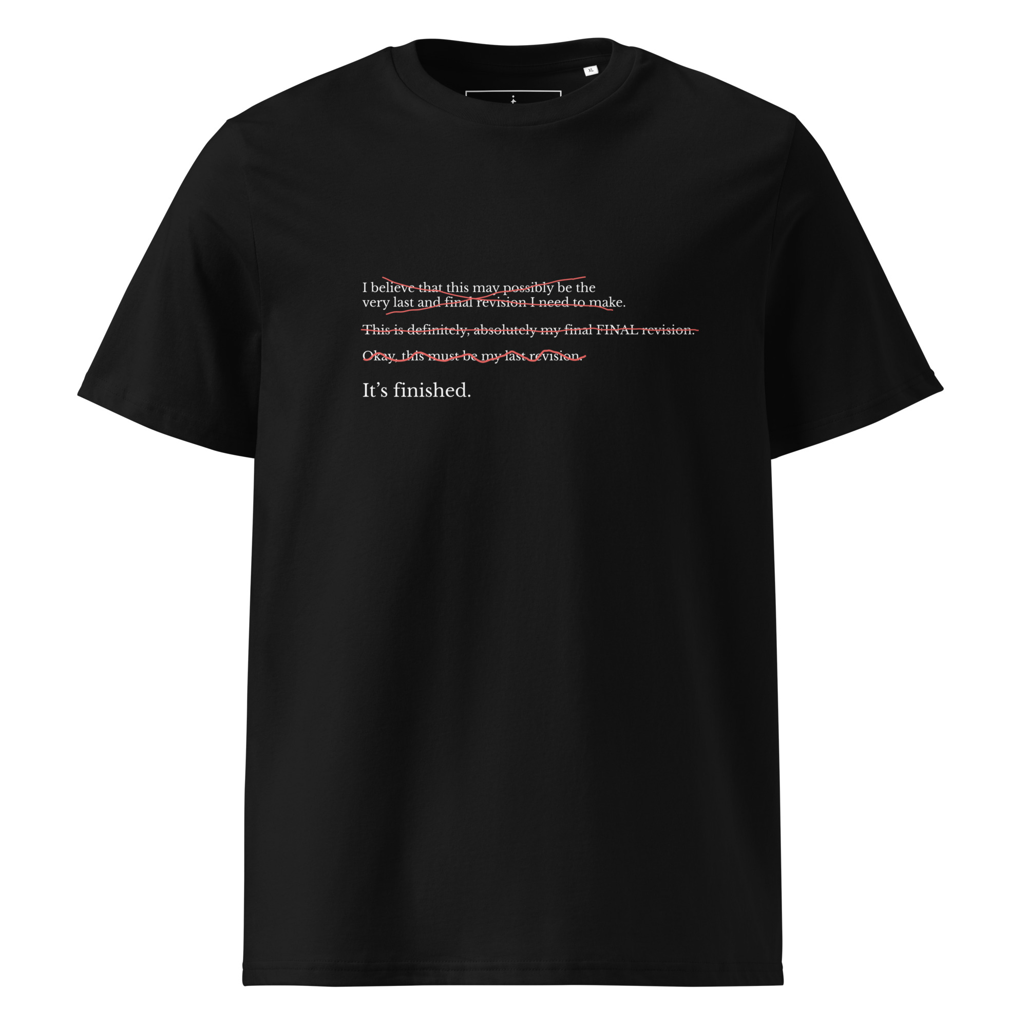 Revisions T-shirt in black, front view