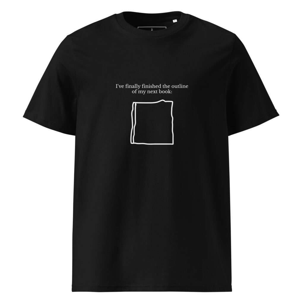Book Outline T-shirt in black, front view