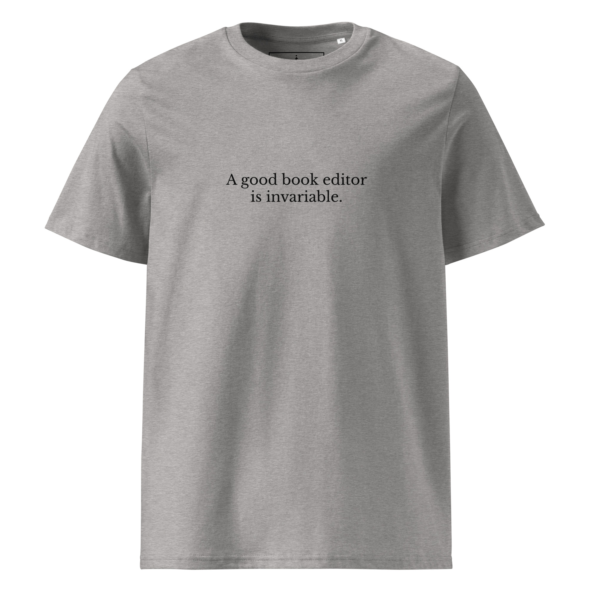 Invariable Editor T-shirt in heather grey, front view