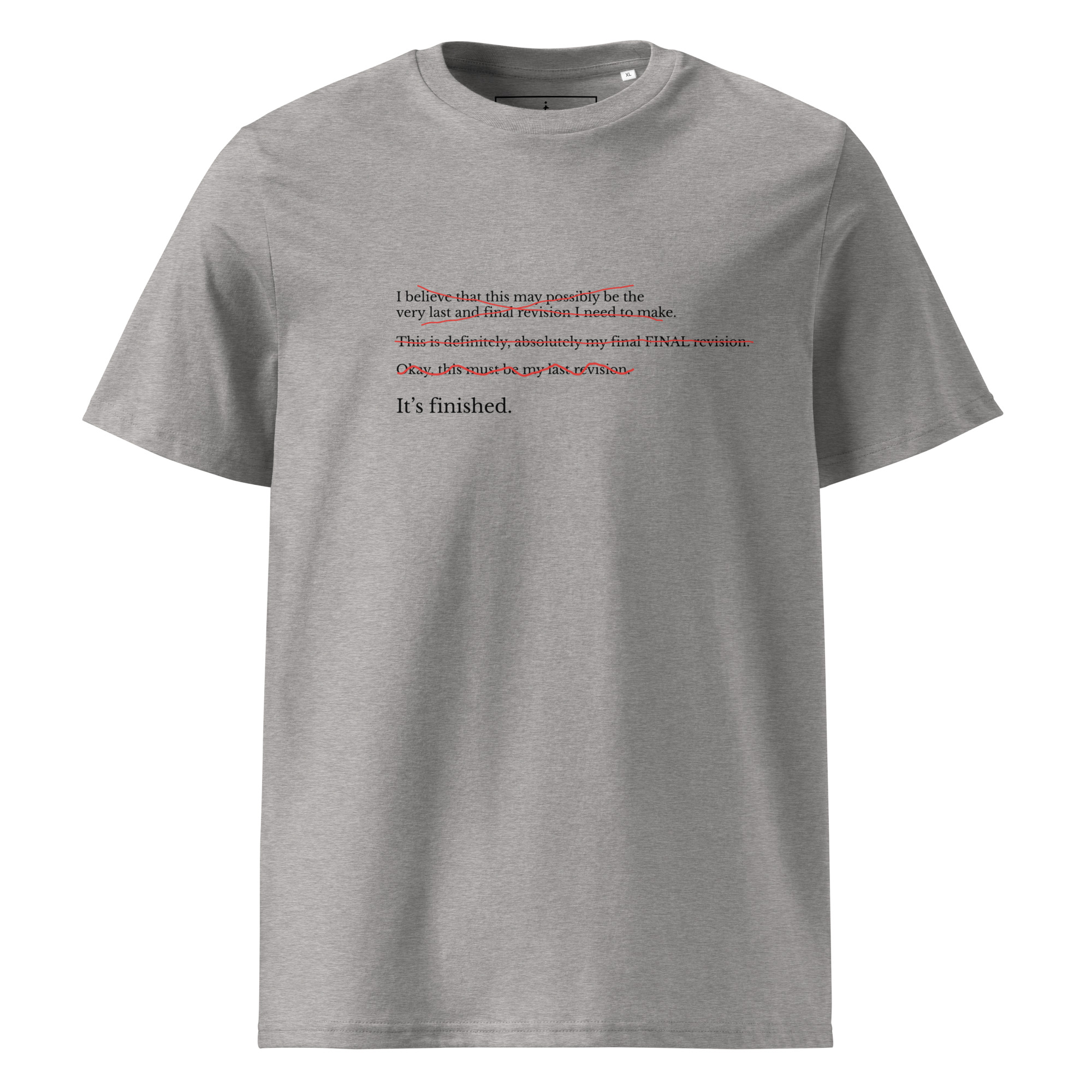 Revisions T-shirt in heather grey, front view