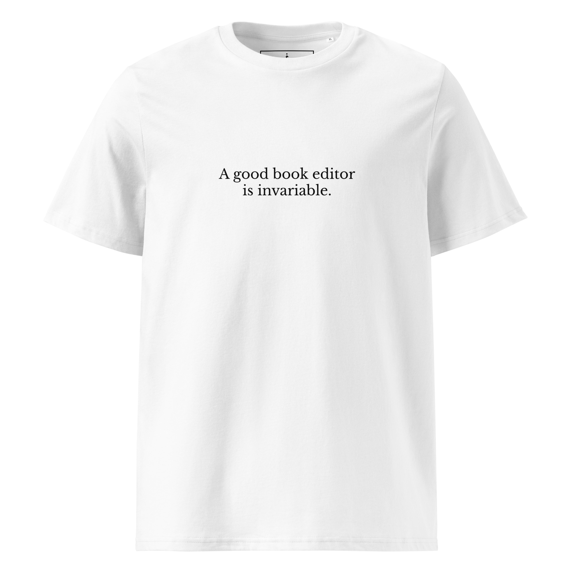 Invariable Editor T-shirt in white, front view